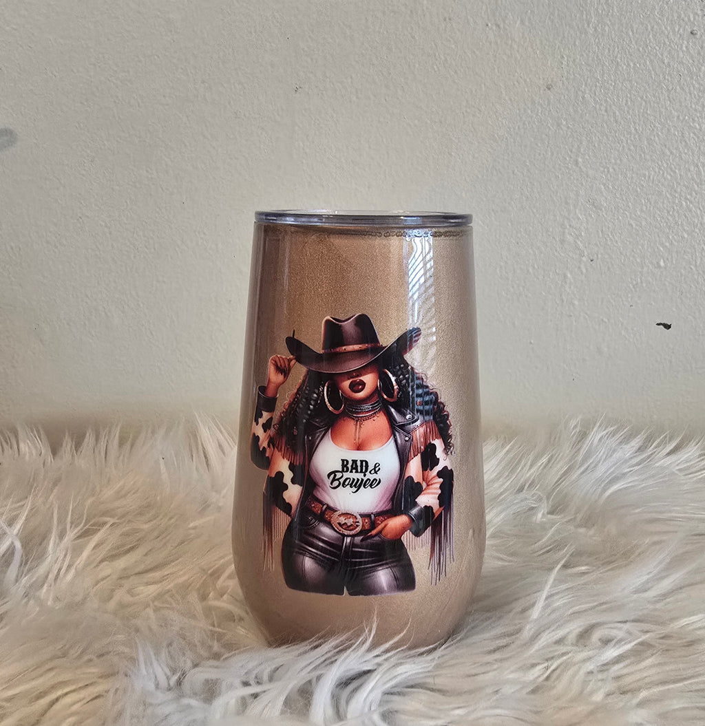 Black Cowgirl Stemless 17oz Wine Tumbler