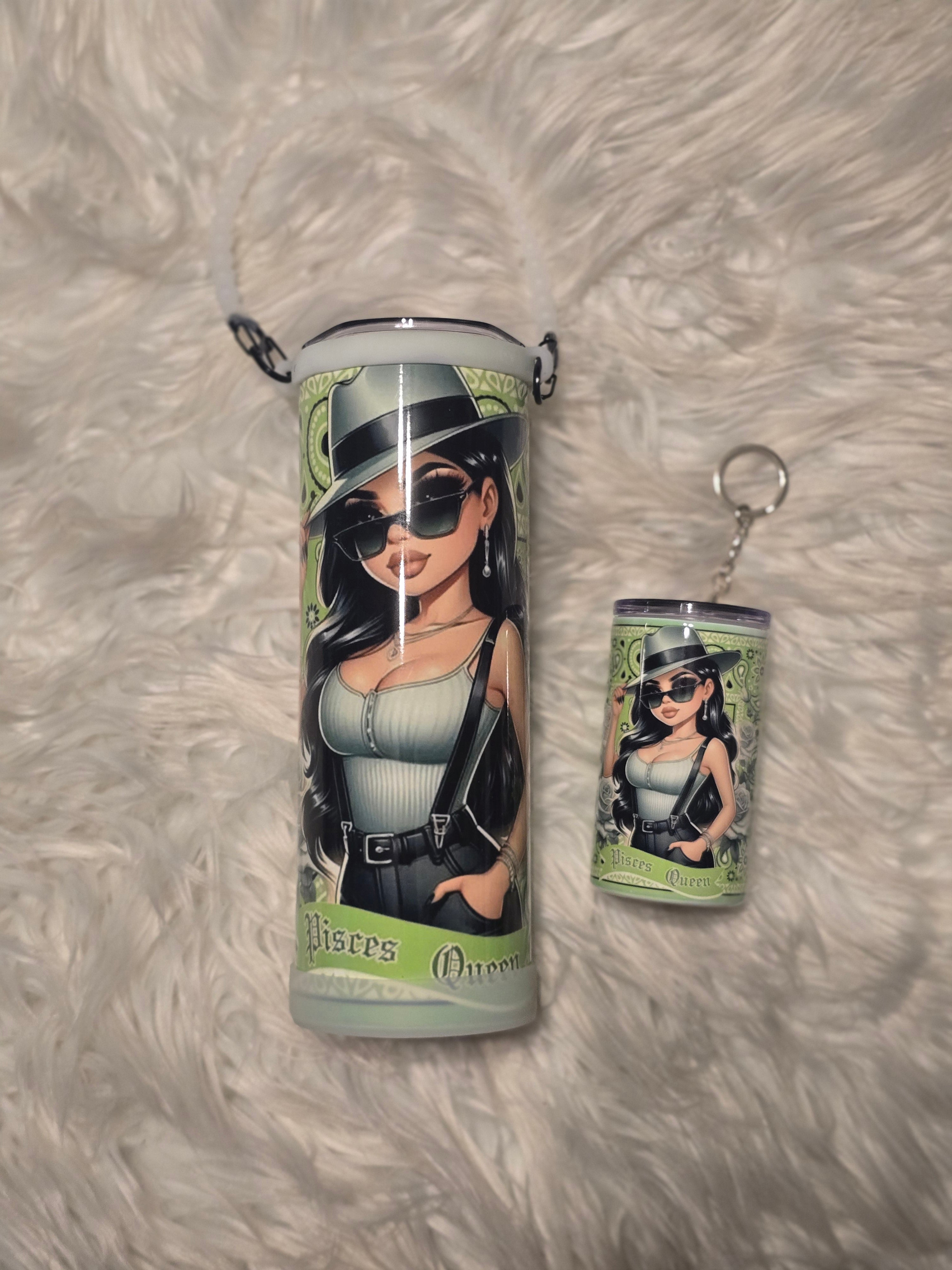 Latina Zodiac Tumbler (20oz) w/Handle & Matching Shot Tumbler (3oz)