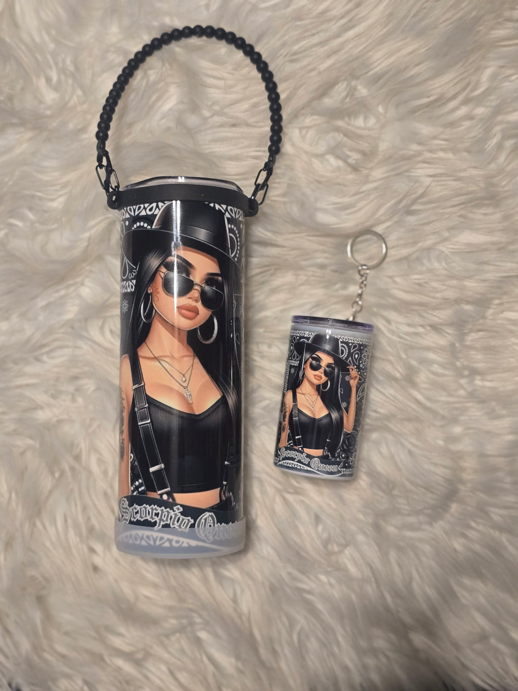 Latina Zodiac Tumbler (20oz) w/Handle & Matching Shot Tumbler (3oz)