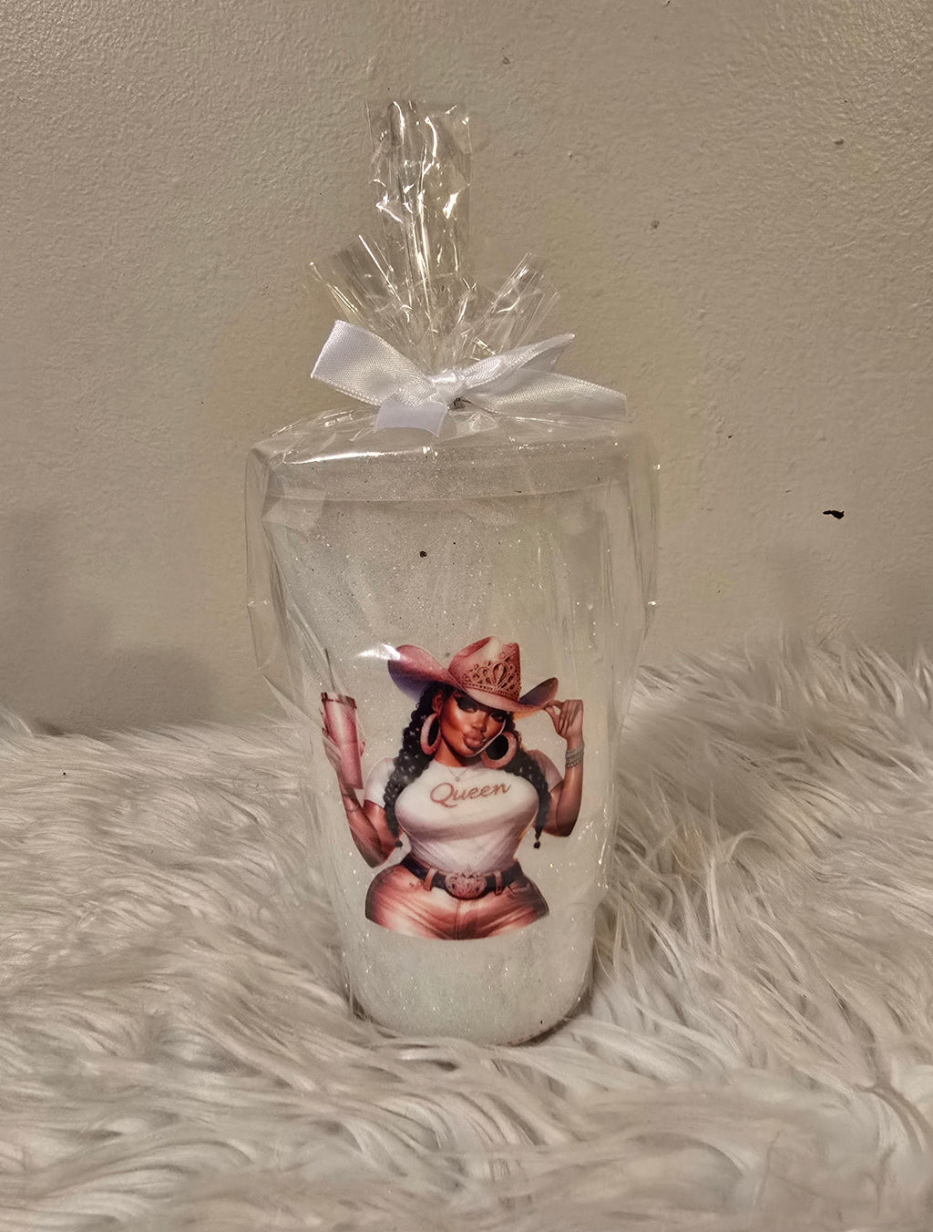 Black Cowgirl Drinking Cup w/Straw (16oz)