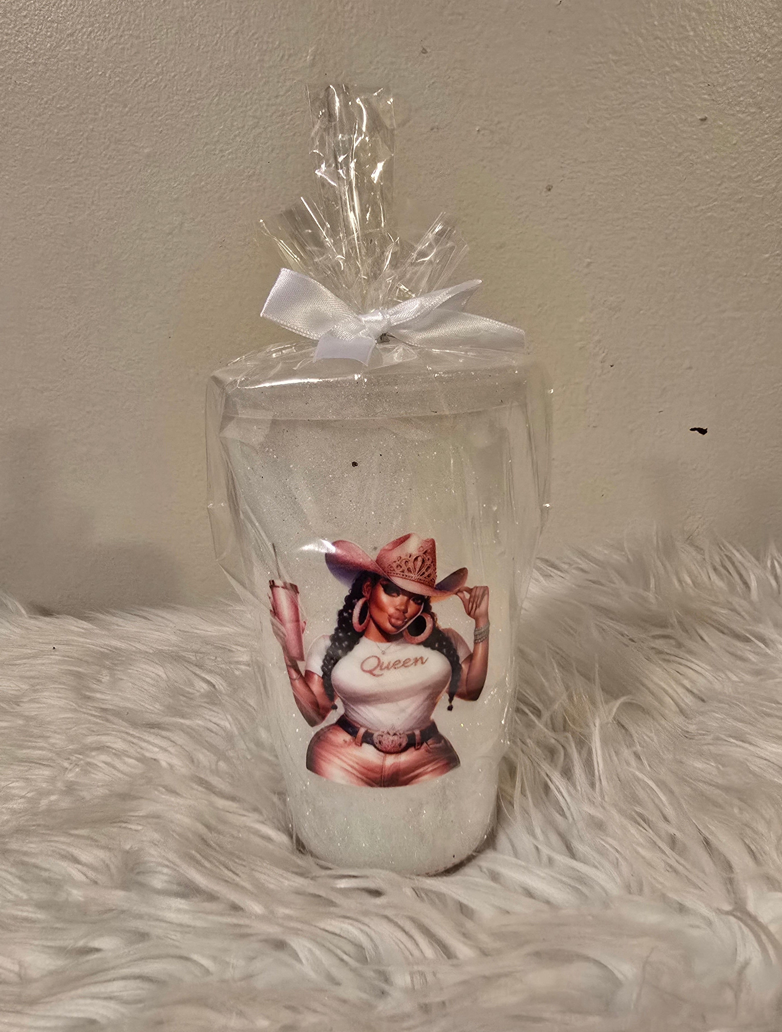 Black Cowgirl Drinking Cup w/Straw (16oz)