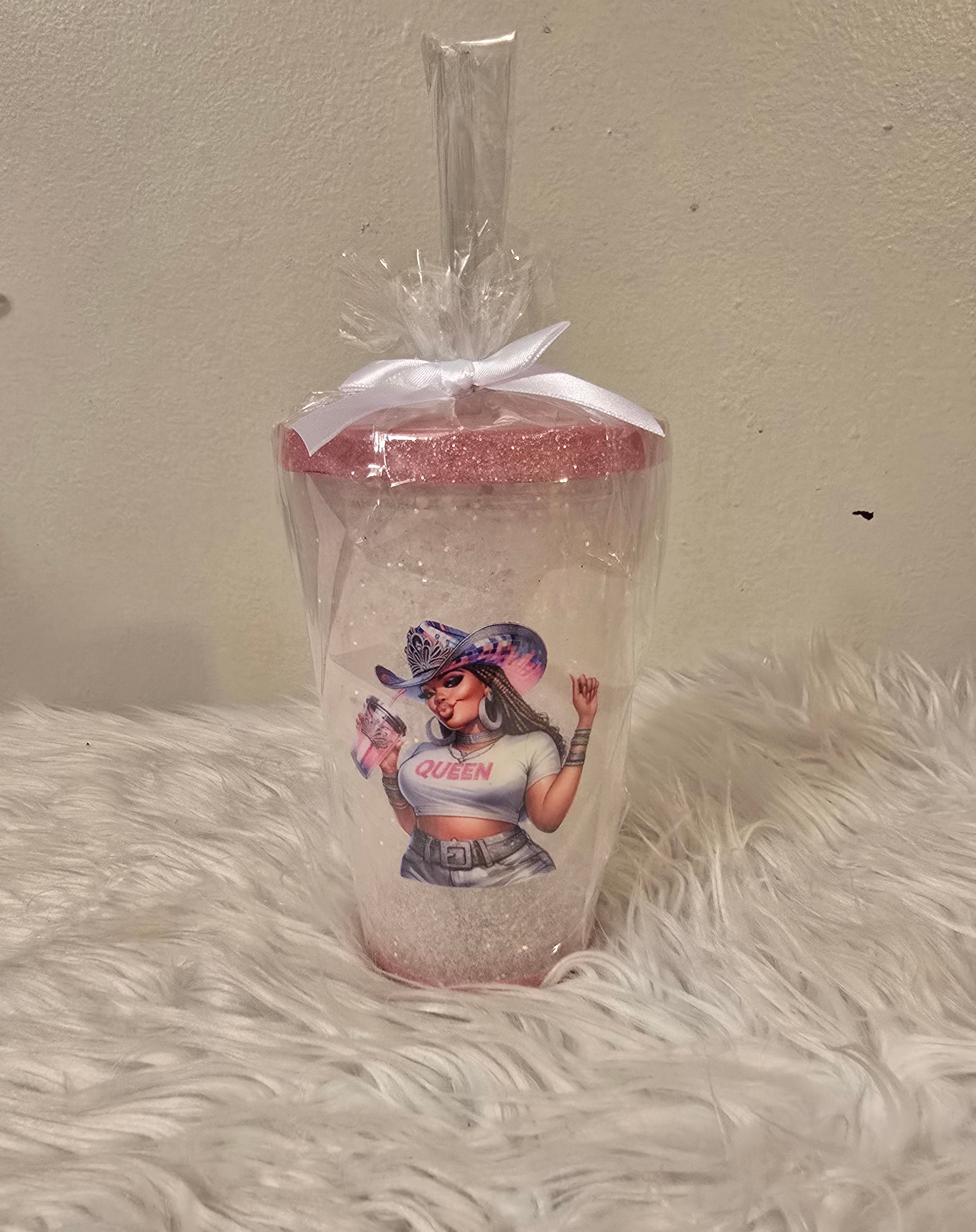 Black Cowgirl Drinking Cup w/Straw (16oz)