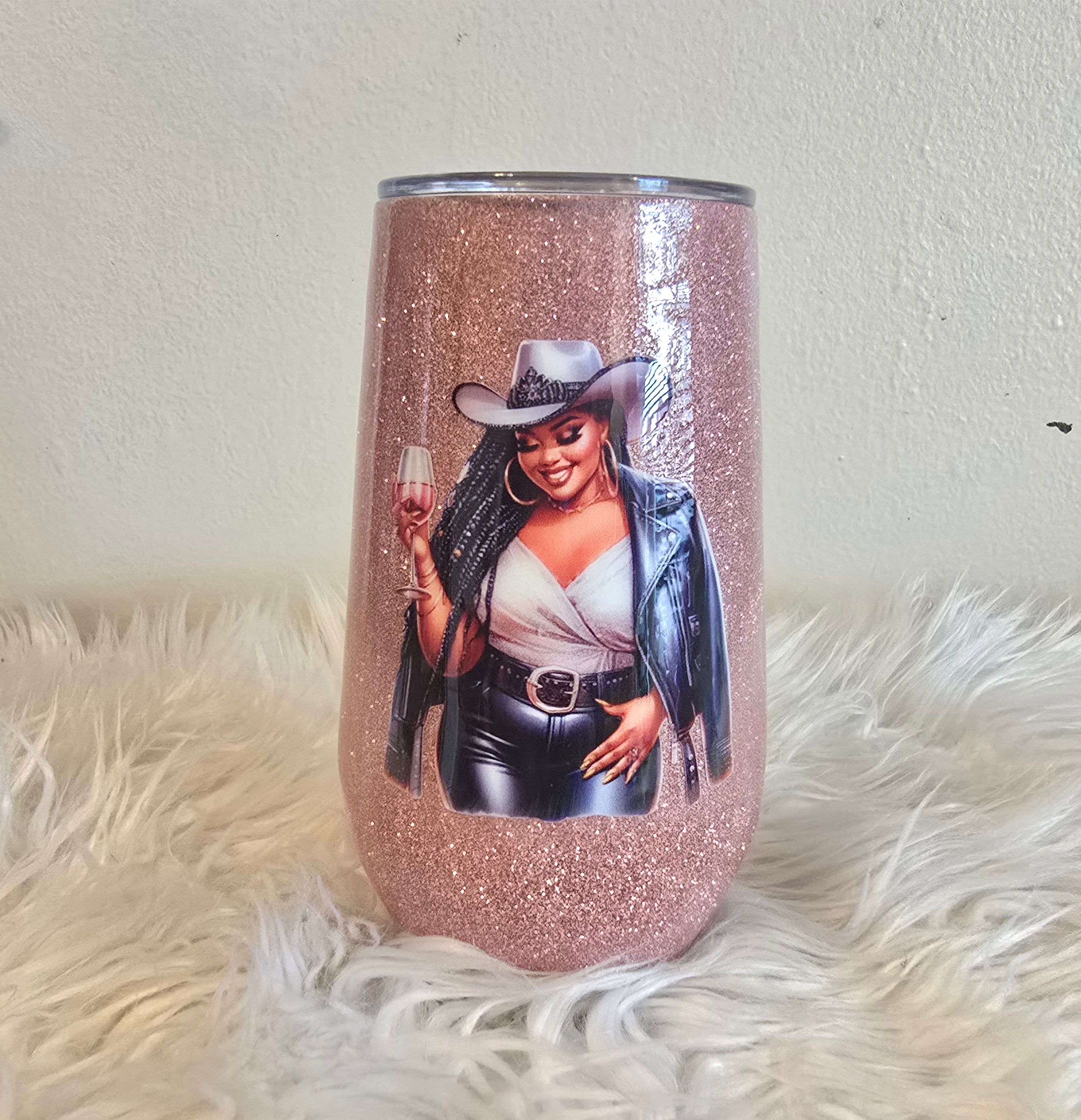 Black Cowgirl Stemless 17oz Wine Tumbler