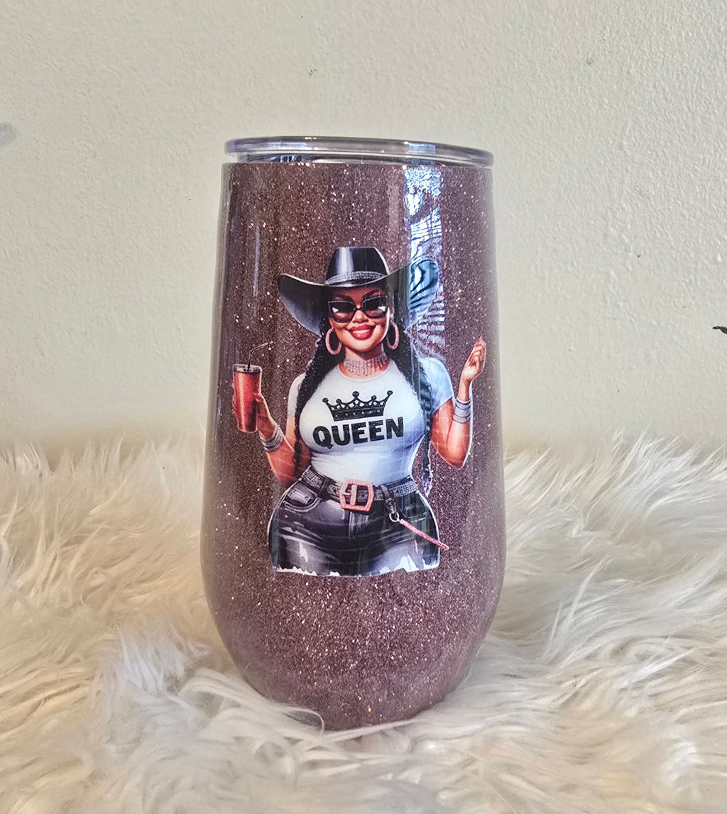 Black Cowgirl Stemless 17oz Wine Tumbler
