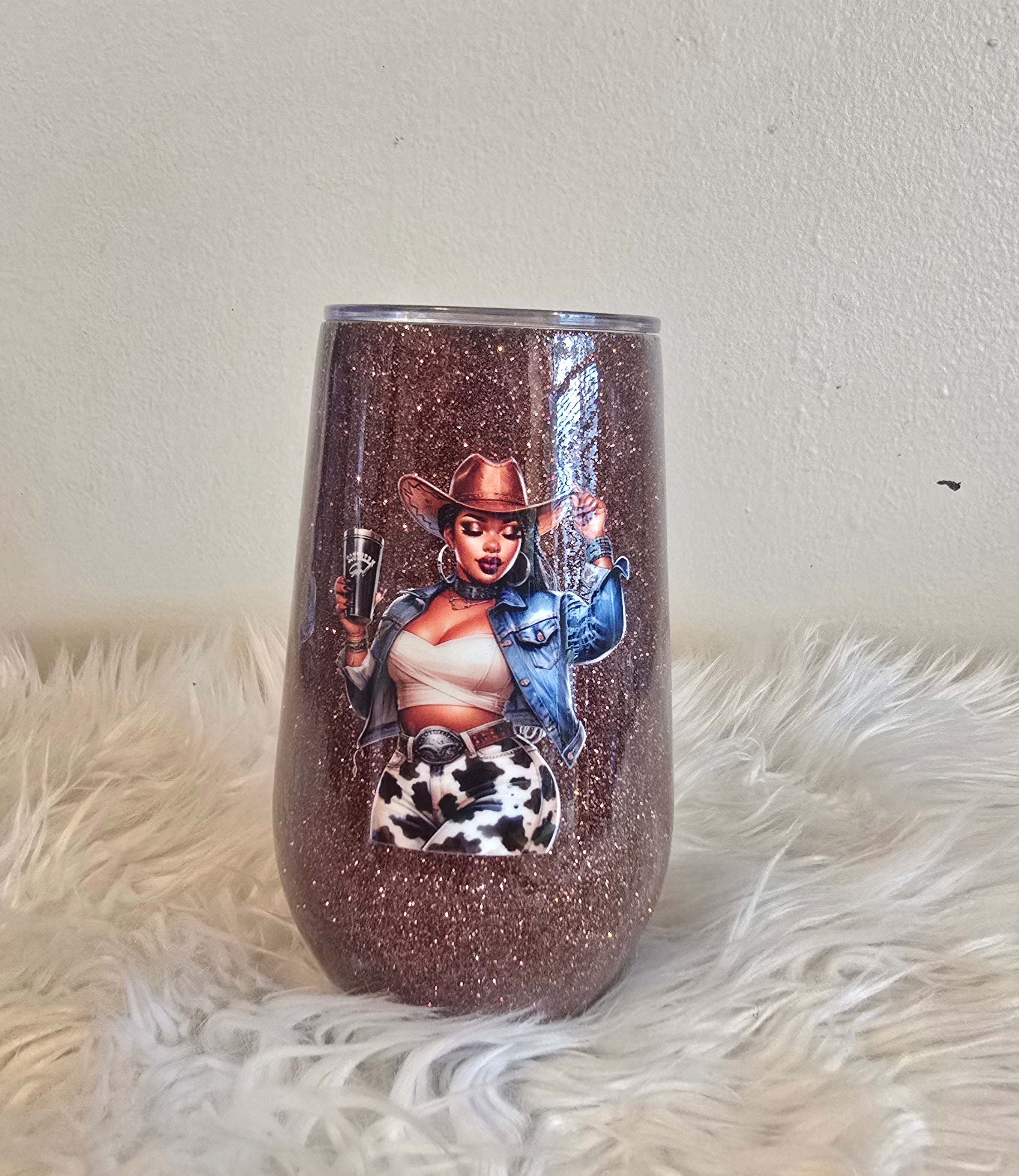 Black Cowgirl Stemless 17oz Wine Tumbler
