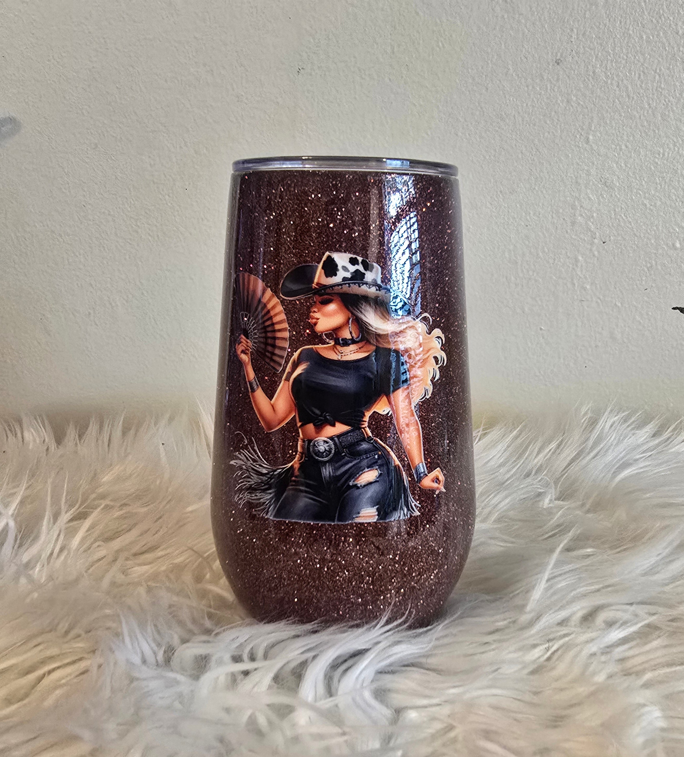 Black Cowgirl Stemless 17oz Wine Tumbler