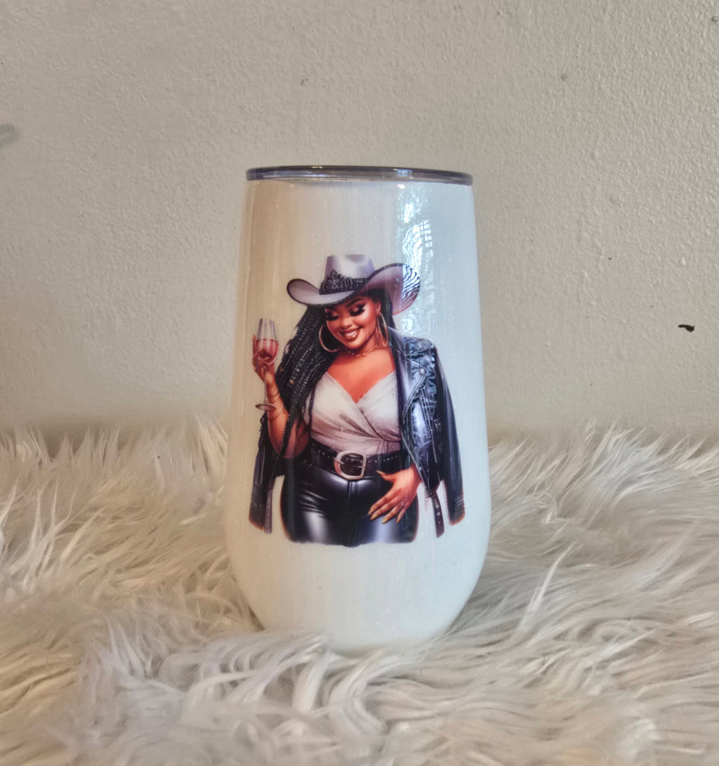 Black Cowgirl Stemless 17oz Wine Tumbler