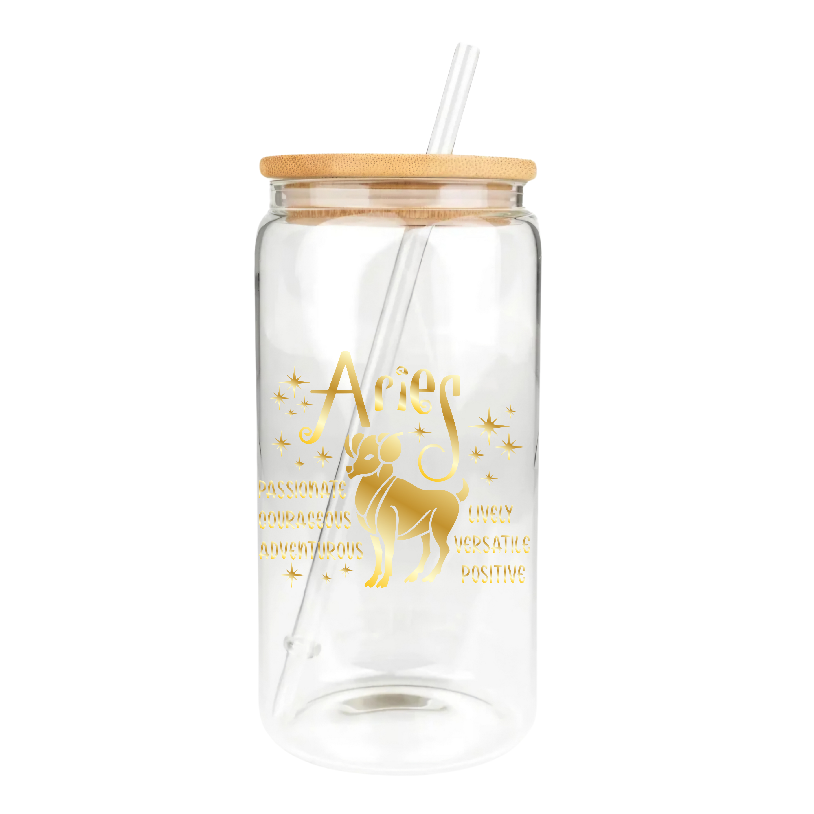 Gold Zodiac Clear Glass Tumbler