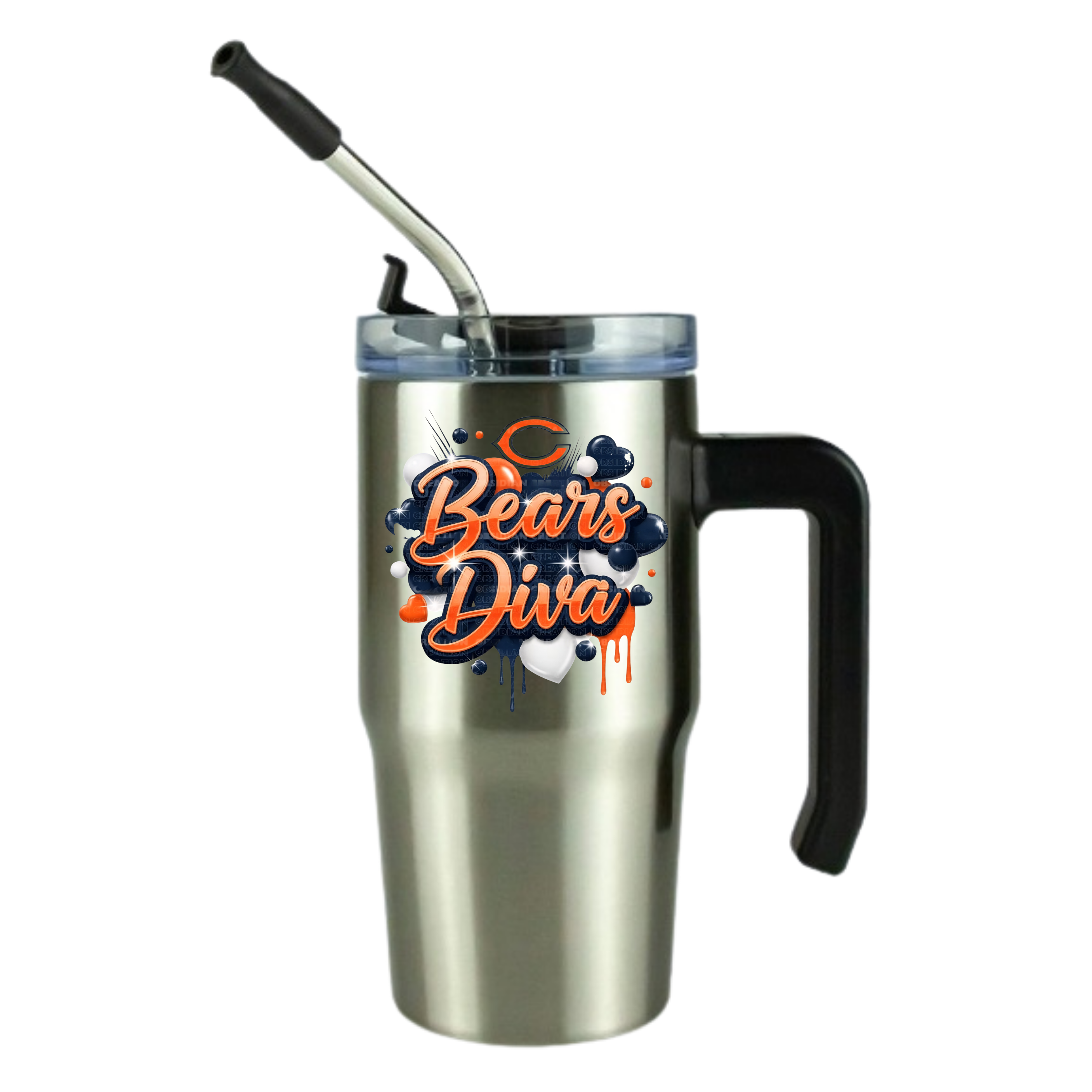 Chicago Football 12oz Clear Grippy Football Travel Mug