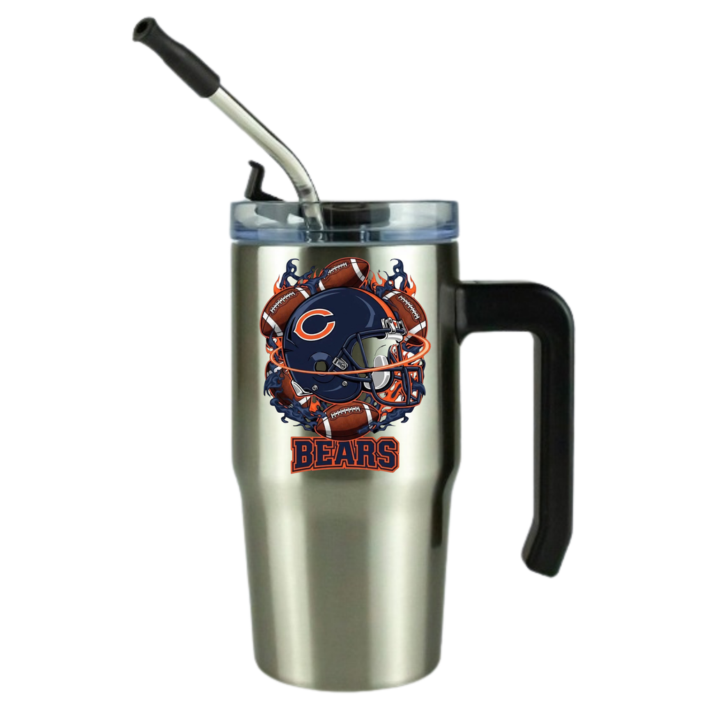 Chicago Football 12oz Clear Grippy Football Travel Mug