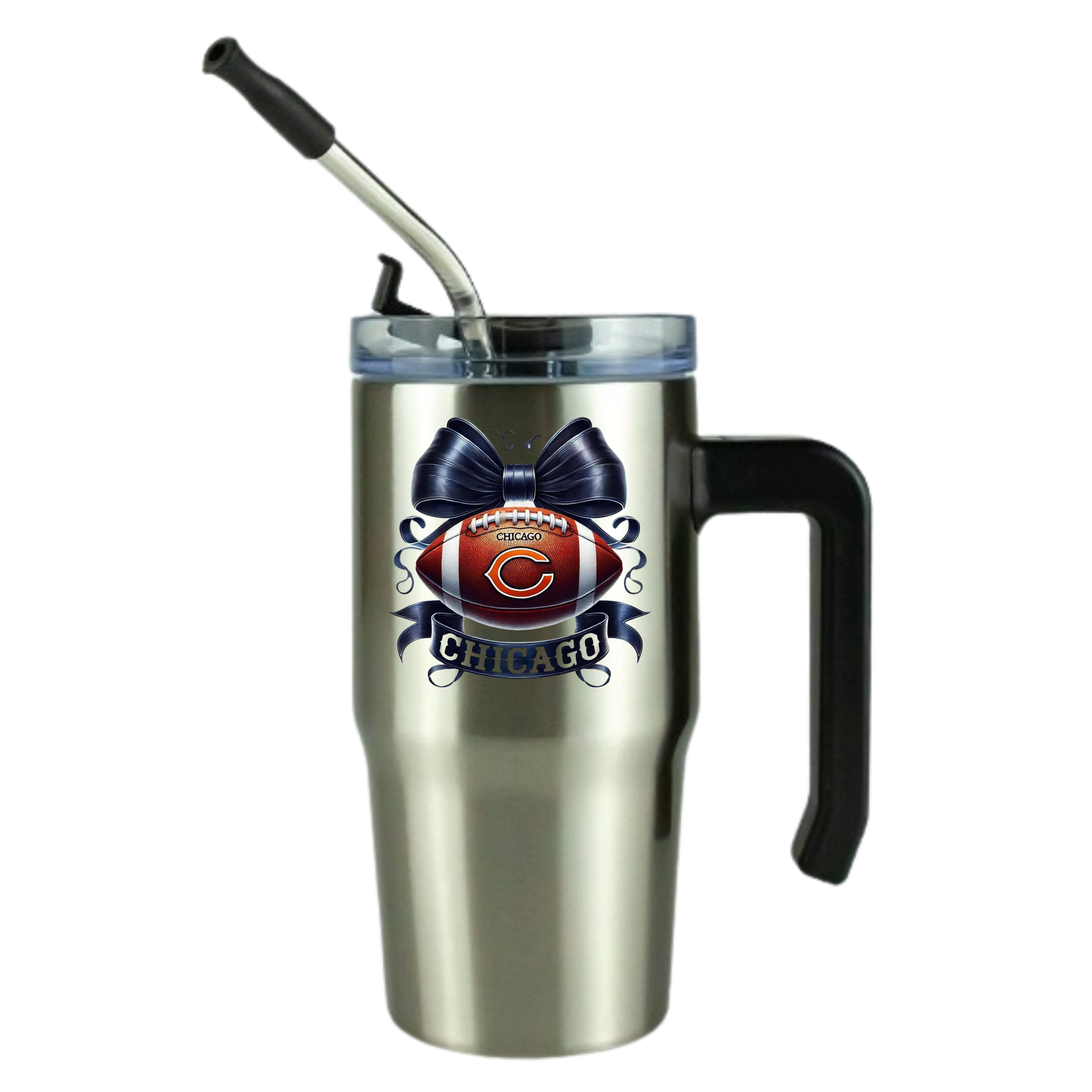 Chicago Football 12oz Clear Grippy Football Travel Mug