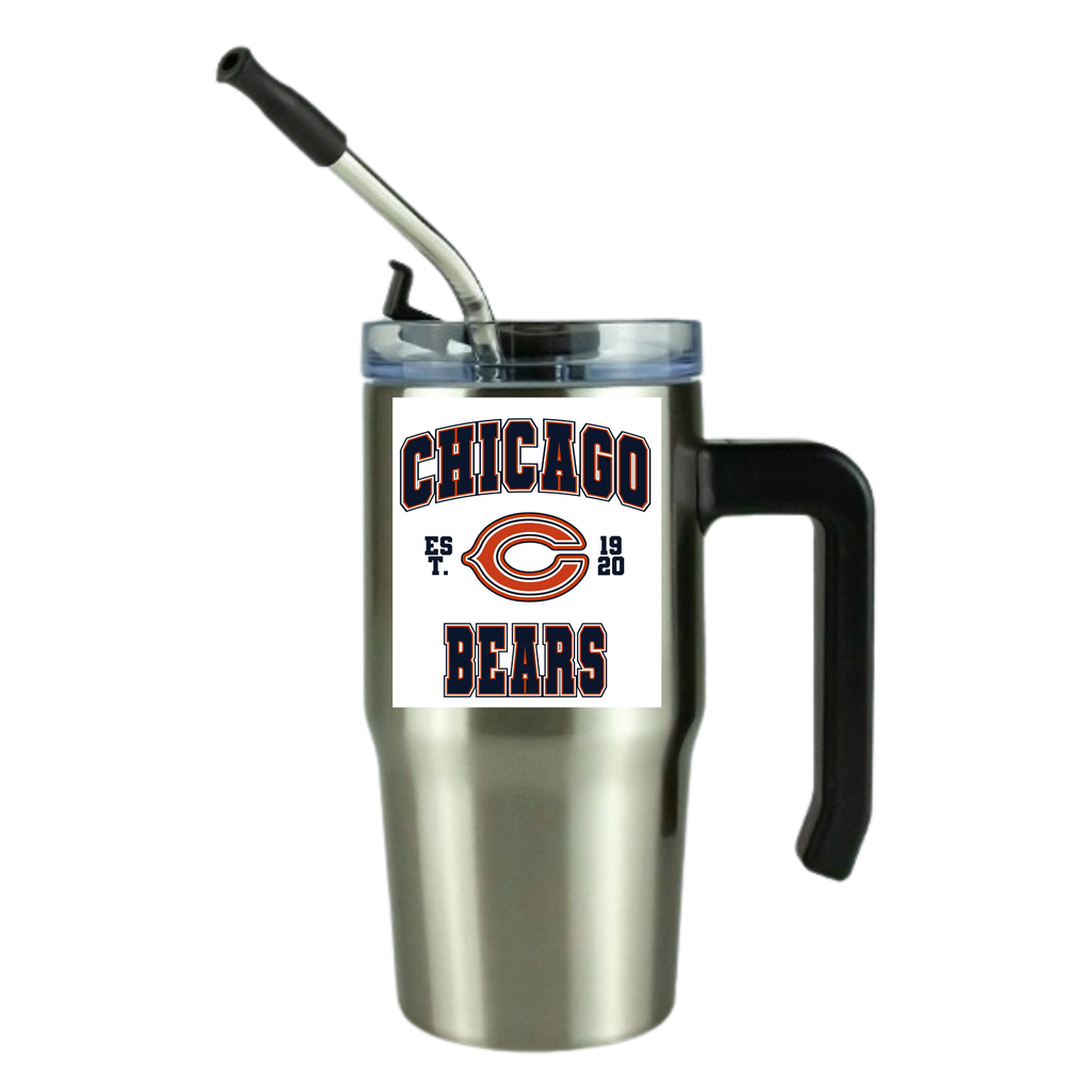 Chicago Football 12oz Clear Grippy Football Travel Mug
