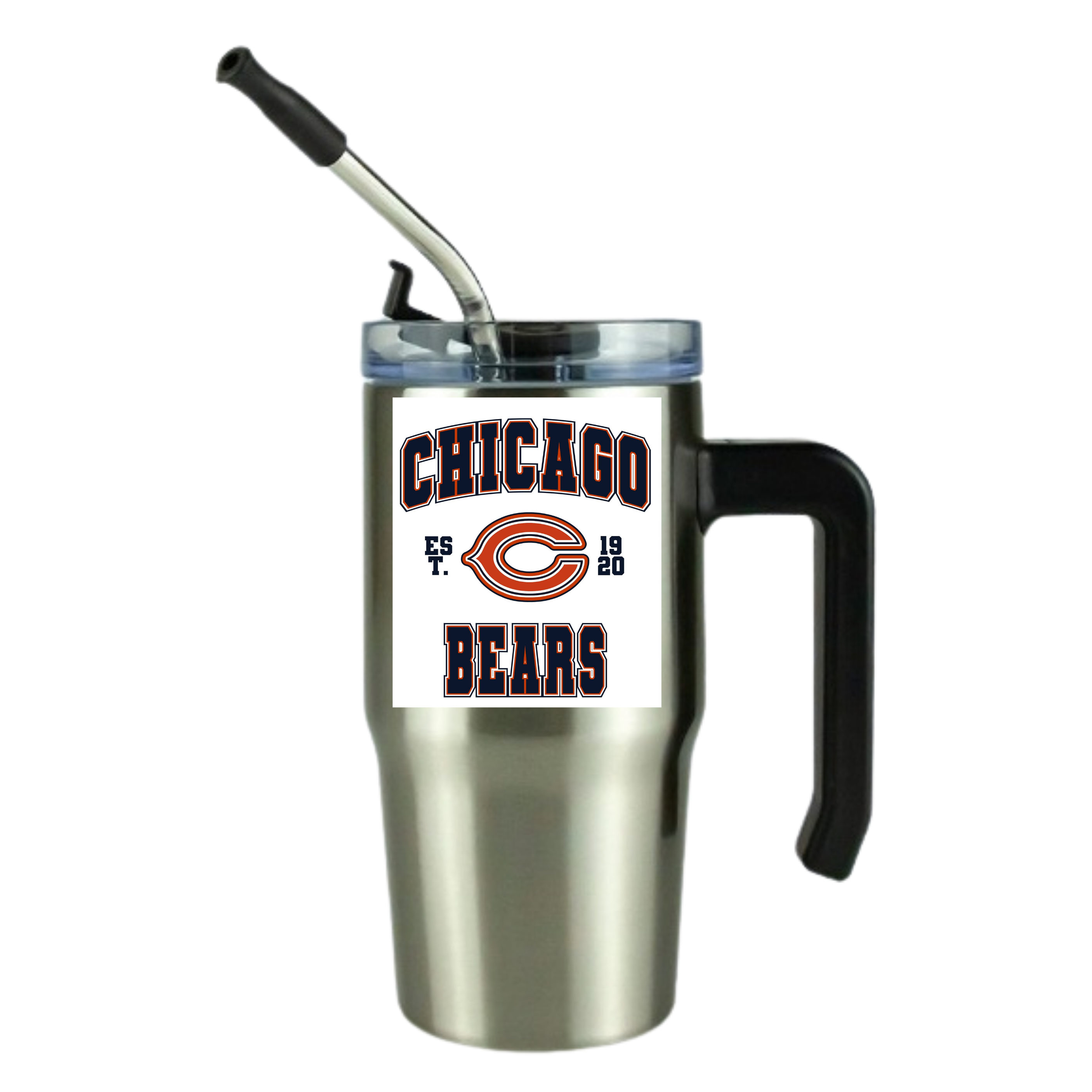 Chicago Football 12oz Clear Grippy Football Travel Mug