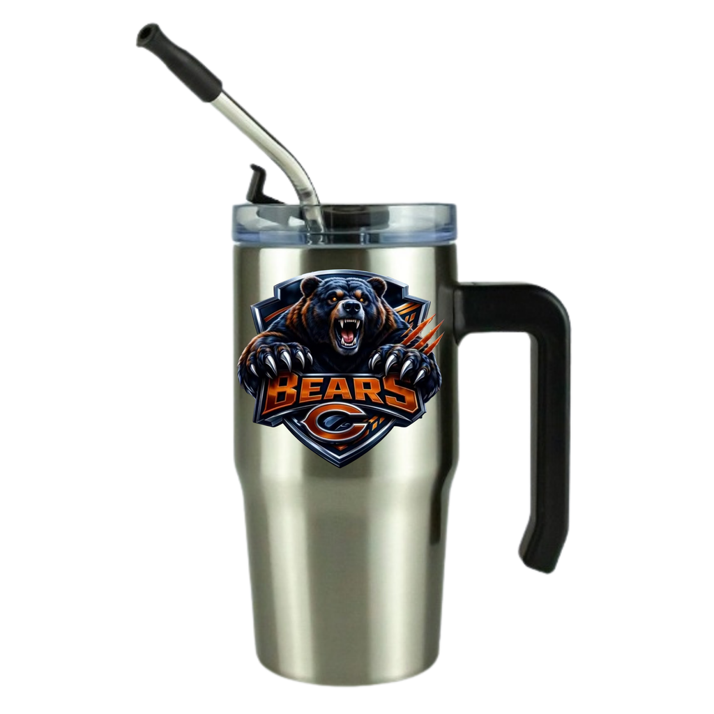 Chicago Football 12oz Clear Grippy Football Travel Mug