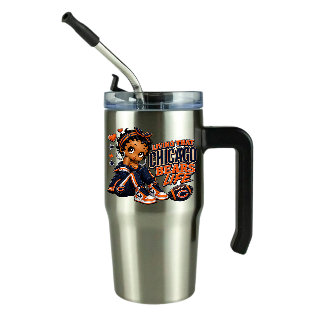 Chicago Football 12oz Clear Grippy Football Travel Mug