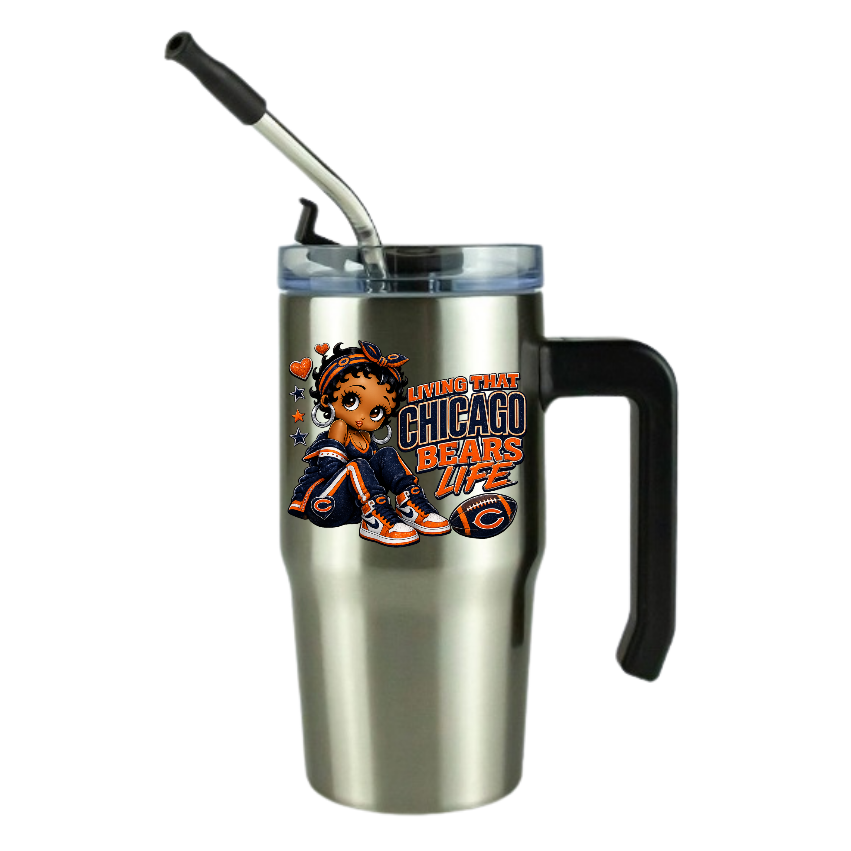 Chicago Football 12oz Clear Grippy Football Travel Mug