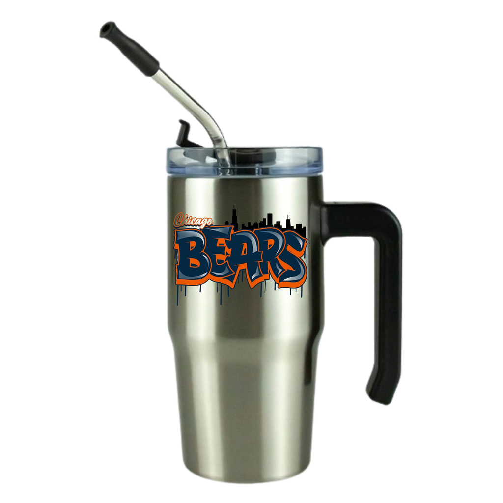 Chicago Football 12oz Clear Grippy Football Travel Mug