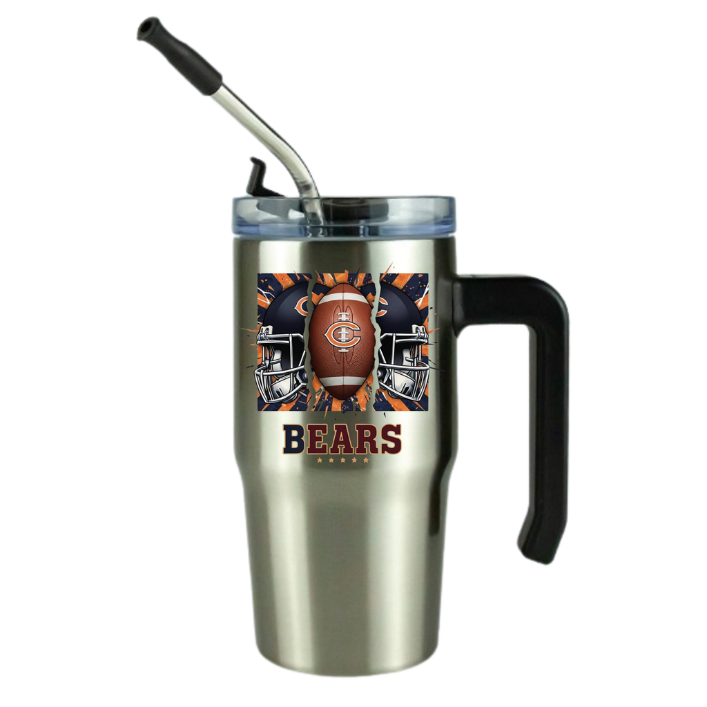 Chicago Football 12oz Clear Grippy Football Travel Mug
